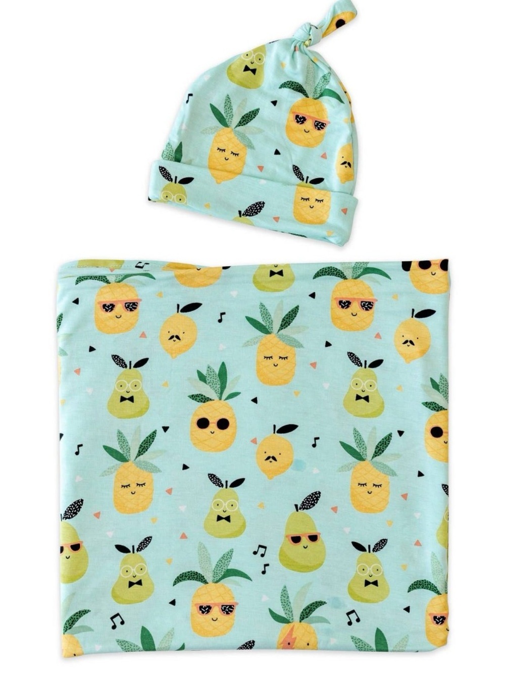 Little Sleepies Pineapples Bamboo Swaddle & Knotted Hat Set